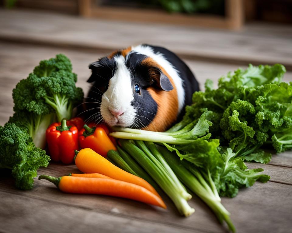 Guinea pig eating healthy vegetables