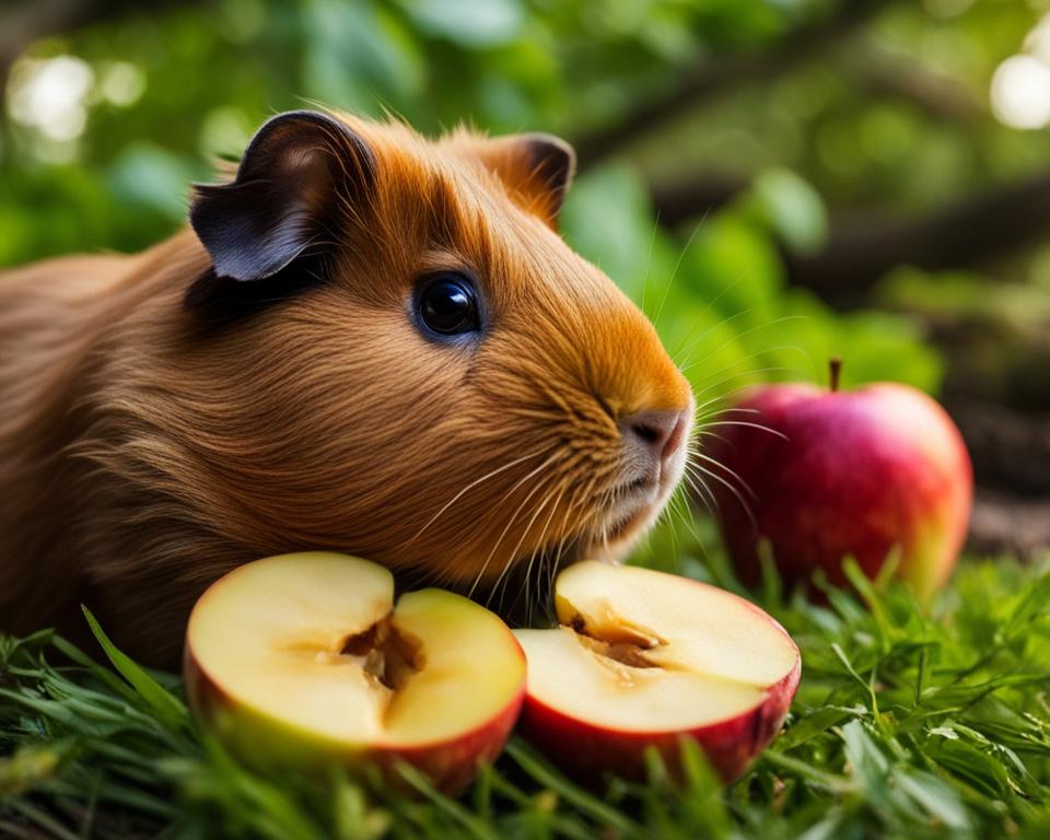 guinea pig eating apple