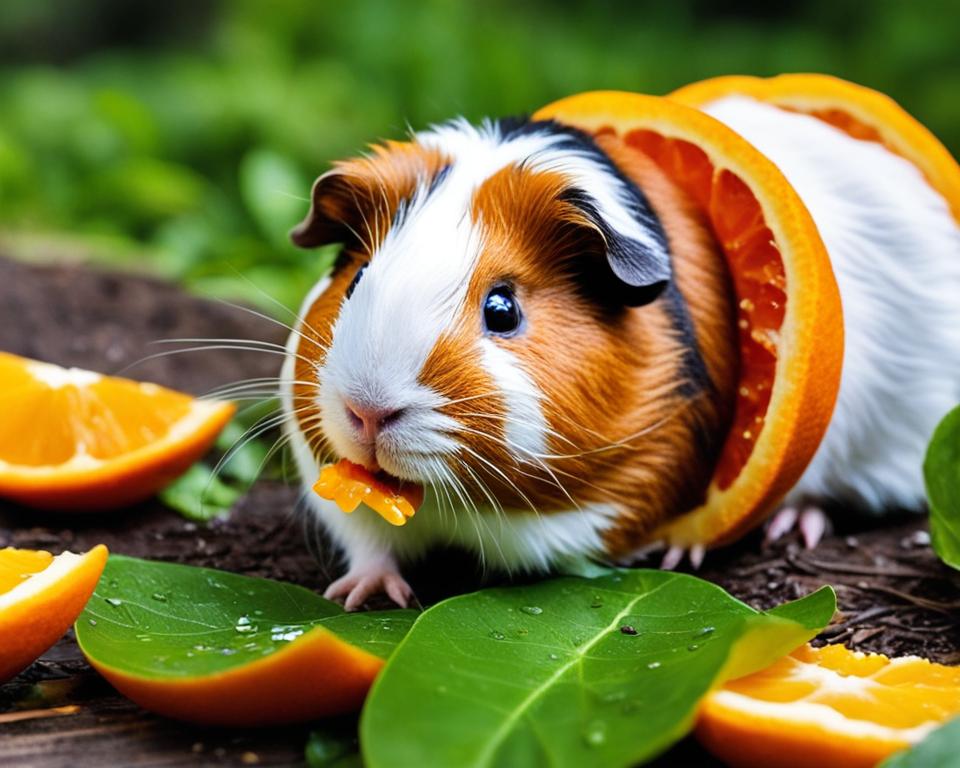 guinea pig eating orange