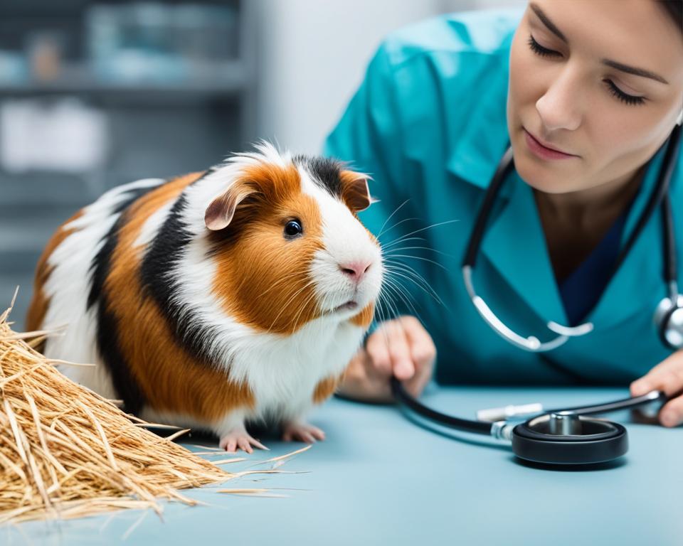 veterinarian checking guinea pig
